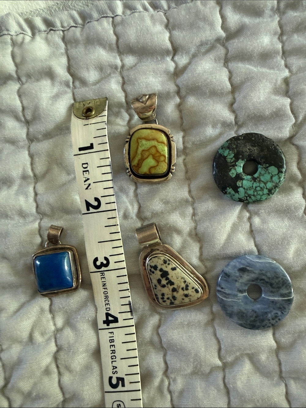 Sterling Silver Turquoise, Yellow, Blue and Dalmatian Jasper Pendant Set
